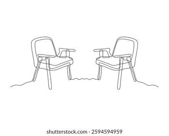 abstract armchair, chair, continuous single one line art hand drawing sketch logo 