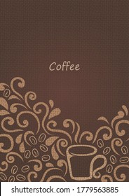 Abstract aroma smoke with coffee bean frame vector for decoration on coffee bar and bistro cafe theme.
