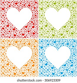 Abstract Arranged Invitation Card - Red, Green, Blue and Orange Heart Shape Background Set - EPS10 Vector Illustration Set