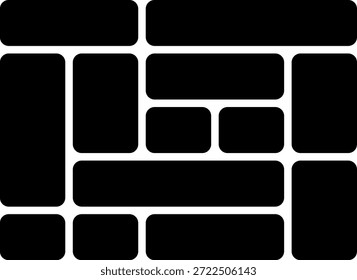 Disposição abstrata de retângulos pretos sobre um fundo branco design minimalista
