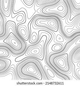 Abstract arrangement of lines in the style of a topographic map. Dark outlines on a light background. Vector illustration.