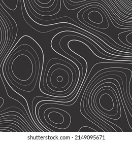 Abstrakte Anordnung der Linien im Stil einer topografischen Karte. helle Linien auf dunklem Hintergrund. Vektorgrafik.