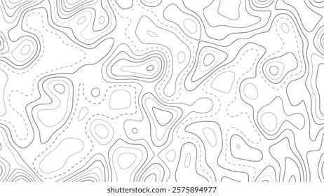 Abstract arrangement of lines in the style of a topographic map. Dark outlines on a light background. Vector illustration.