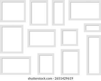 Disposição abstrata de quadros brancos em um conceito de design de fundo limpo
