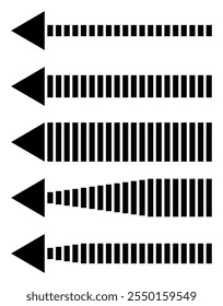 Abstract arrow. Arrangement of vertical rectangle stripes.   