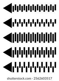 Abstract arrow. Arrangement of vertical rectangle stripes.  