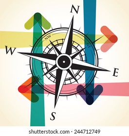 abstract arrow background with a compass