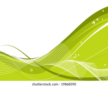abstract arrow background with green wave line.
