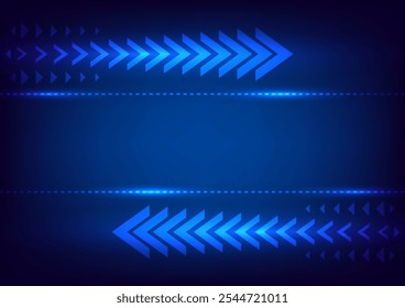Abstract arrow background. Arrow light moving fast concept. Design fortechnology line digital network fiber optic connection.
