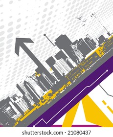 abstract arrow background with urban city vector