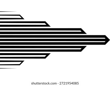 Abstract arrow from black lines on white background. vector pattern for covers, labels, advertising, sportswear, toy, cover, packaging. Striped Design Element. Modern vector background.