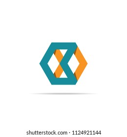 Abstract arrow box element. geometric hexagonal object logo template. cube shape icon symbol design for corporate business, apps, data technology. Vector illustration.