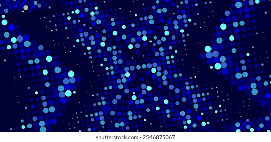 Abstract arrow created from dots, halftone effect illustration. Retro blue halftone style arrow as abstract modern background. Perfect for web design, digital art, colleges, or any other projects.