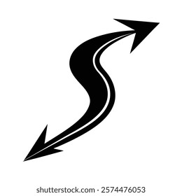 abstract arrow with curved tail silhouette