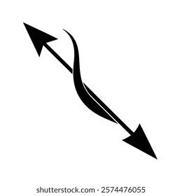 abstract arrow with curved tail silhouette