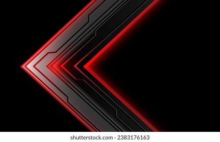 Flecha abstracta ciberluz roja geométrica en el diseño de espacios en blanco negro ultramoderno ilustración del vector de fondo creativo futurista.
