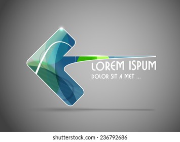 Abstract arrow design made of color pieces various geometric shapes