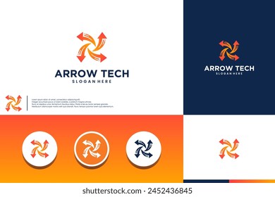 abstract arrow, digital science, for modern technology companies, logo design template.