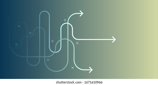 Abstract arrow direction illustration, flat design, copy space composition, business leader concept.