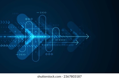 Abstrakte Pfeilrichtung. Technischer Hintergrund. Hohe Geschwindigkeit. High Tech