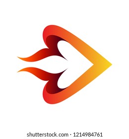 Abstract Arrow With Fire Motion 3D Graphic Logo Design