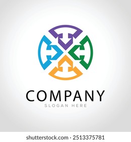 Abstract arrow group colorful circle logo template