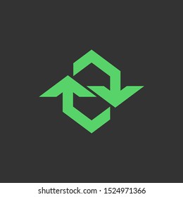Abstract arrow with hexagon shape logo design icon vector template