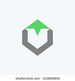 Abstract arrow with hexagon shape logo design icon vector template