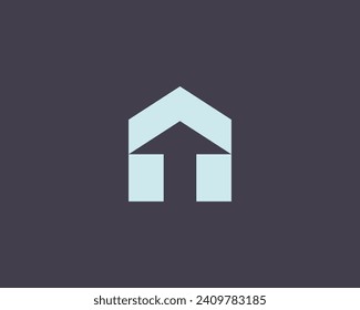 Abstract arrow house logo. Home house building vector logotype. Real estate construction geometric sign.