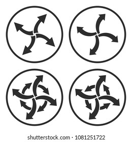 Abstract arrow icon. Choice four kinds of activity.
