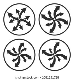 Abstract arrow icon. Choice four kinds of activity.