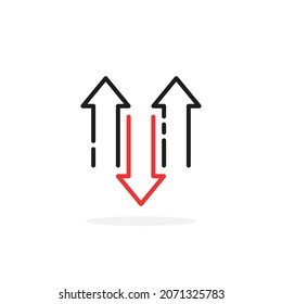abstract arrow icon like disruption routine. concept of easy competition or big advantage or change game. minimal trend modern graphic simple motivation or visionary logotype design isolated on white
