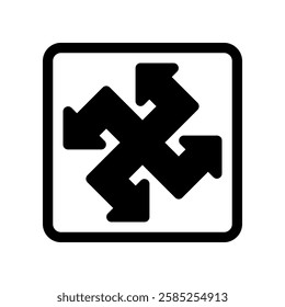 Abstract Arrow Icon With Overlapping Directions Inside a Square