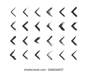 Abstract arrow icon. Texture ink set. Grunge arrow sign, paint left element in vector flat style.