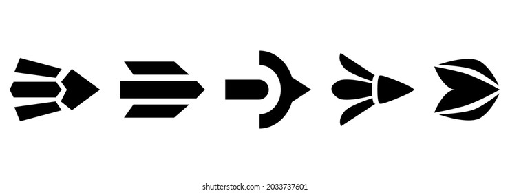 Abstract arrow icons, unique arrow icons, arrow design, arrow buttons.