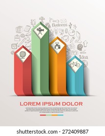 Elemento gráfico de informações de seta abstrata. Ilustração vetorial. pode ser usado para layout de fluxo de trabalho, diagrama, opções de número, opções de passo acima, web design.