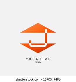 Abstract Arrow  Initial Letter J  Logo Icon. Vector design concept Up Down Arrow shapes with letter logo icon.
