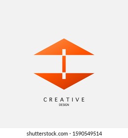 Abstract Arrow  Initial Letter I  Logo Icon. Vector design concept Up Down Arrow shapes with letter logo icon.