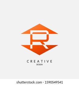 Abstract Arrow  Initial Letter R  Logo Icon. Vector design concept Up Down Arrow shapes with letter logo icon.
