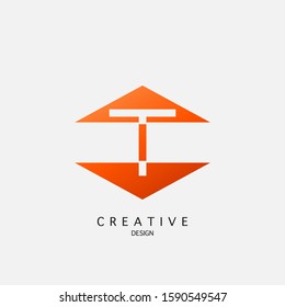 Abstract Arrow  Initial Letter T  Logo Icon. Vector design concept Up Down Arrow shapes with letter logo icon.
