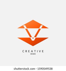 Abstract Arrow  Initial Letter V  Logo Icon. Vector design concept Up Down Arrow shapes with letter logo icon.