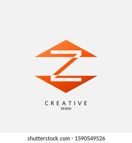 Abstract Arrow  Initial Letter Z  Logo Icon. Vector design concept Up Down Arrow shapes with letter logo icon.