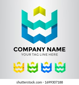 Abstract Arrow Initial WW Logo Template