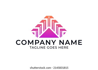 abstract arrow internet logo design, technology logo design