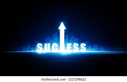 Resumen flecha hacia arriba Entrada de la puerta de la puerta abierta Luz de fondo de éxito Hitech concepto de comunicación fondo de innovación, diseño vectorial