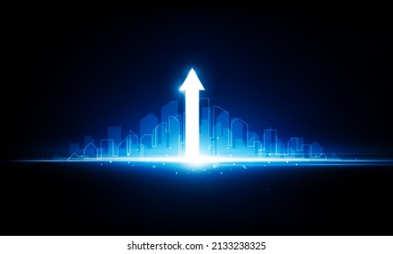Abstract up arrow Key Door city open Light out success background Hitech communication concept innovation background, vector design