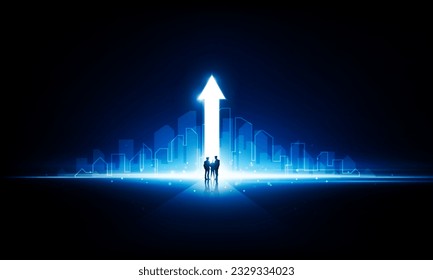 Abstract up arrow Key Door city open Light out success background Hitech communication concept innovation background, vector design