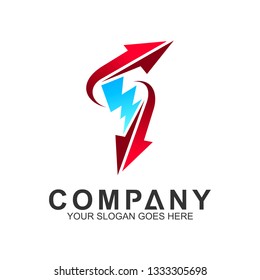abstract arrow letter F vector logo design