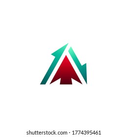 abstract arrow and letter A logo design