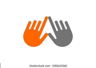 Abstract Arrow Up Letter A Logo. Negative Space Two Hands Symbol. Flat Vector Logo Design Template Element
